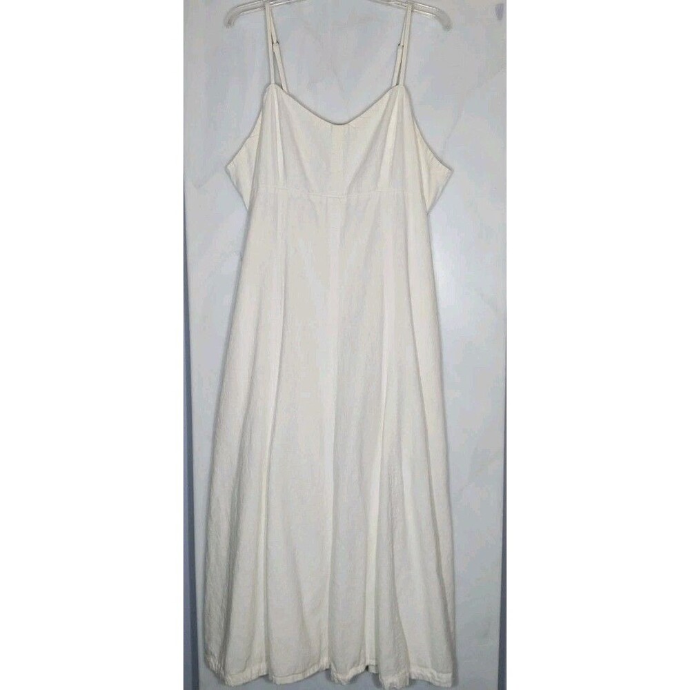 Abercrombie & Fitch Ivory Linen Look Maxi Dress Smocked Pockets XXLT Tall